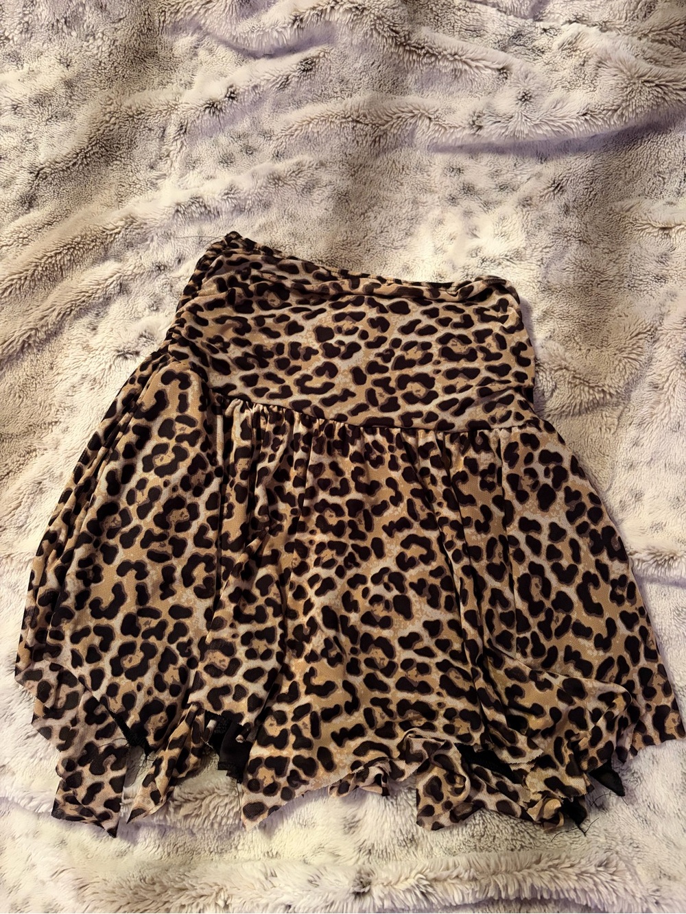 Leopard Print Flowy Mini Skirt - Tan & Black